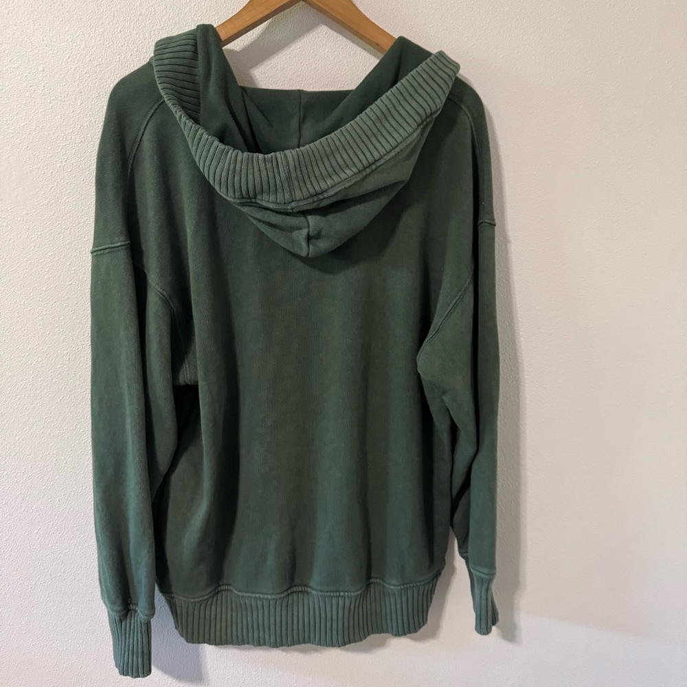 Aerie Down to Earth Henley Hoodie Oversized Slouchy Garment Dyed Green 2022-XS - Picture 2 of 10